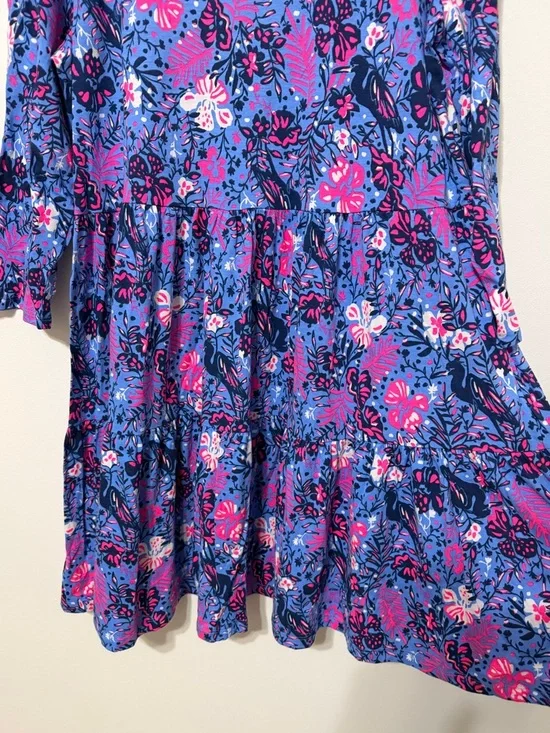 Lilly Pulitzer Geanna Floral Swing Dress Size XXL Blue Pink - Picture 5 of 9